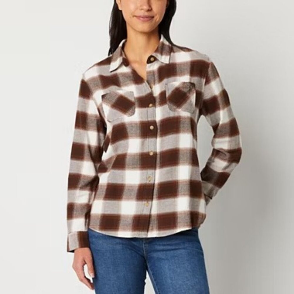 a.n.a. Womens Long Sleeve Flannel Shirt